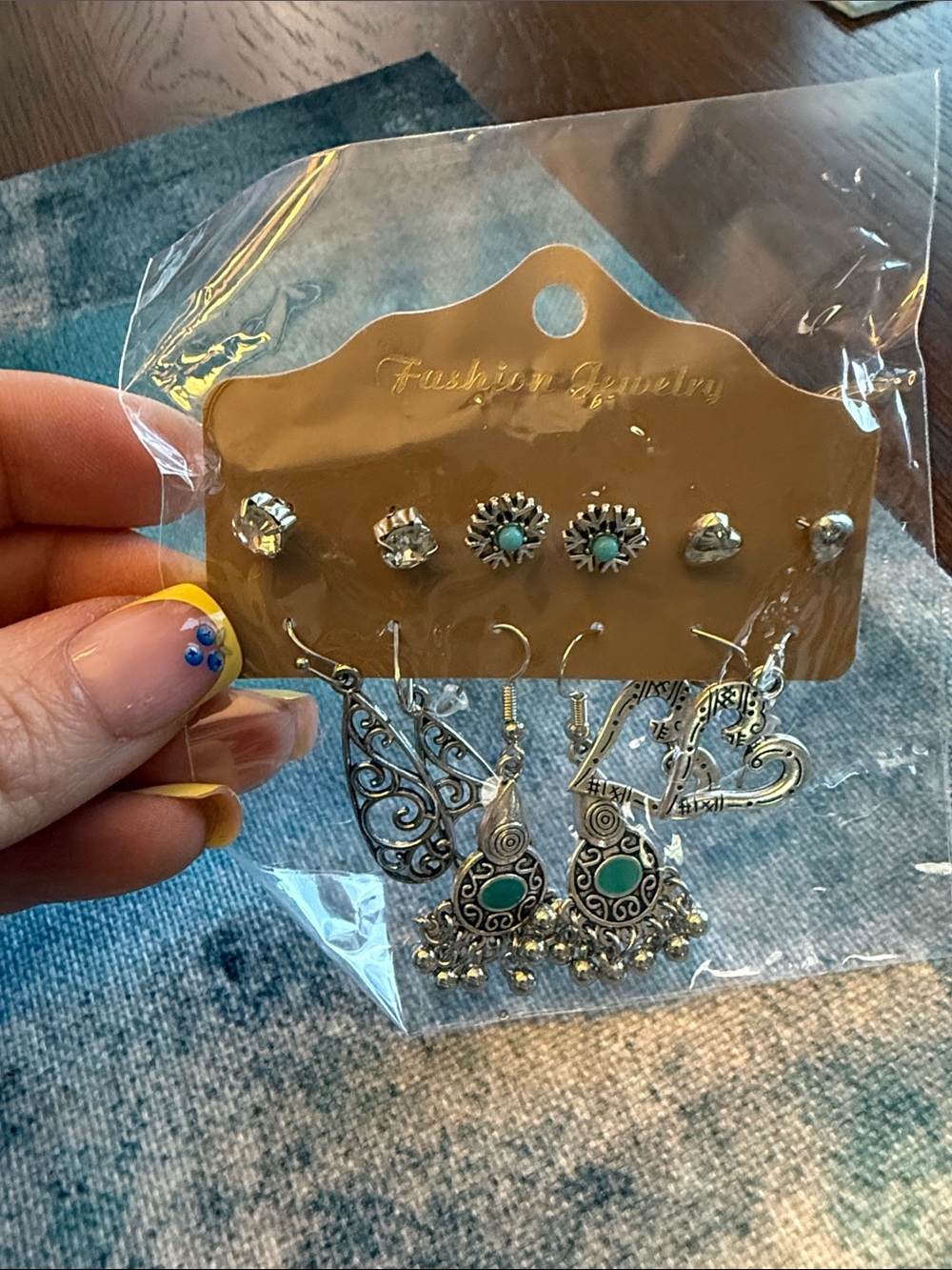 Assorted Boho Turquoise & Silver Earrings Set - Picture 2 of 9
